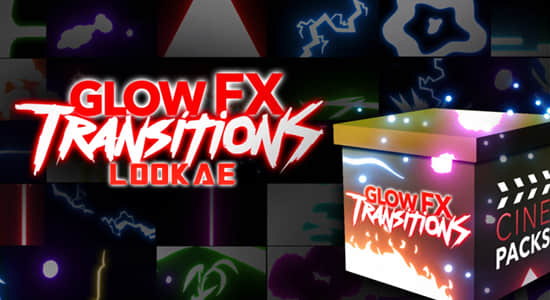 4K视频素材-52个霓虹发光手绘图形转场动画 Glow FX Transitions