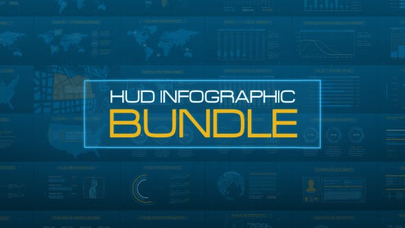 AE模板-150个未来数字科技HUD信息图表UI元素场景动画 HUD Infographic