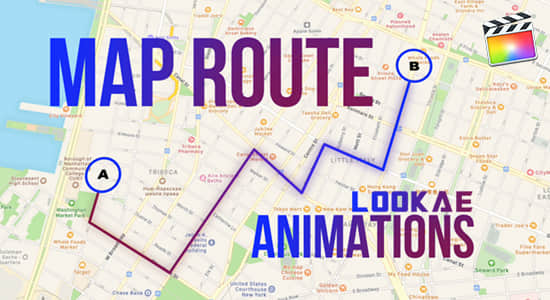 FCPX插件-地图定点路径连线动画生成器 Map Route Animations