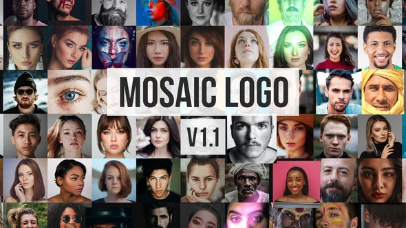 AE模板-多张图片马赛克照片墙LOGO片头 Mosaic Photos Logo Reveal V 1.1
