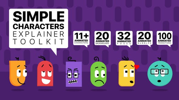 AE模板-可爱卡通角色小人物MG动画解说包Simple Characters Explainer Toolkit