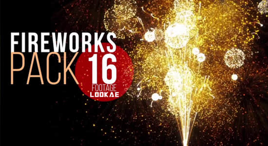 视频素材-16个喜庆绚烂烟花升空爆炸动画 Fireworks Pack