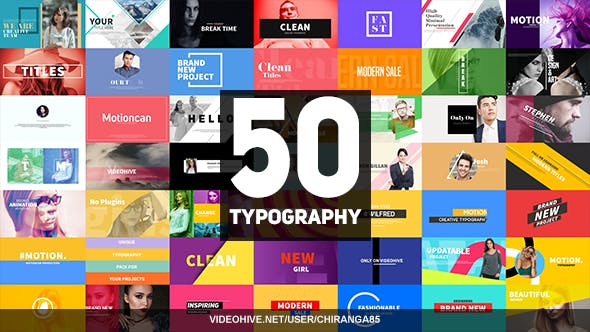 AE模板-50个时尚宣传文字图文排版标题动画 50 Typography