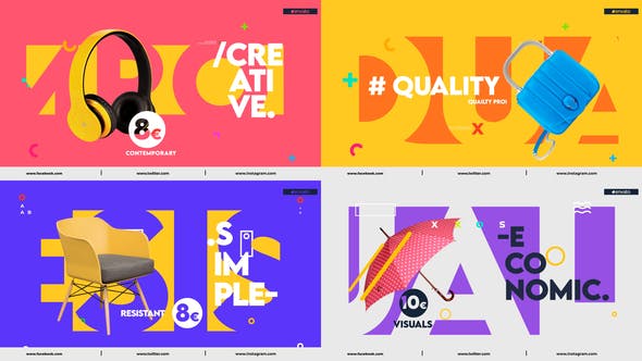 AE模版-现代时尚炫彩图形标题开场展示 Colorful Product Promo
