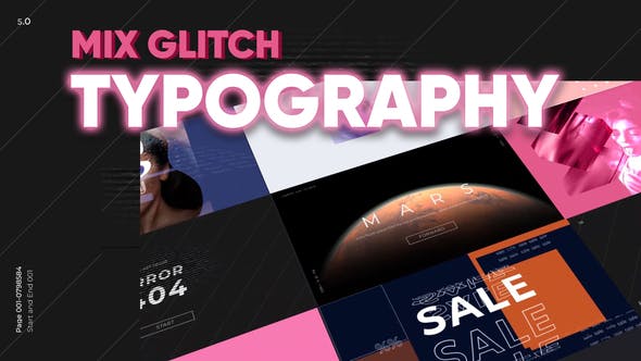 AE模板-科技故障风格现代图形开场动画 Mix Glitch Typography