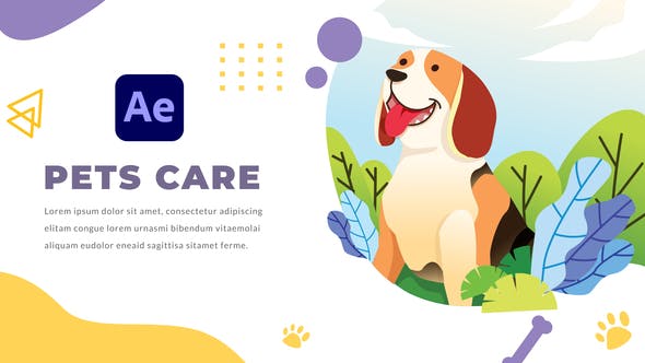 AE模板-可爱卡通医生宠物护理医疗图形动画介绍展示 Pets Care and Veterinarian