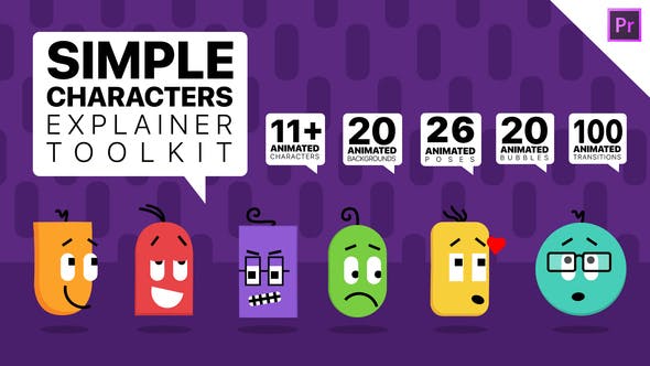 PR模板-可爱卡通角色小人物MG动画解说包 Simple Characters Explainer Toolkit