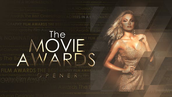 AE模版-大气金色粒子开场晚会活动颁奖开场片头 The Movie Awards Opener