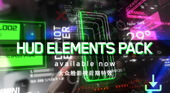 视频素材-100个未来科技感HUD图形元素动画包 Hud Elements Pack vol.1