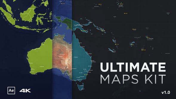 AE模板-终极世界地图坐标定点连线路径工具包 Ultimate Maps Kit