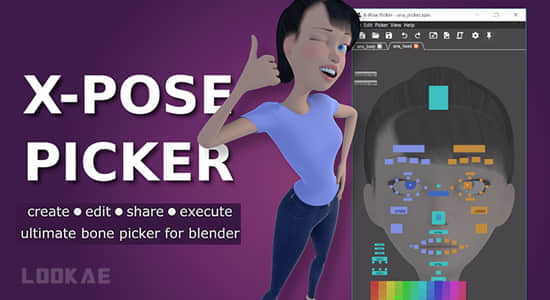 三维模型绑定控制动画制作Blender插件 X-Pose Picker 4.0 V3.1.9