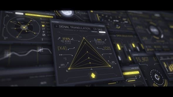 AE模板-100个数字科技感HUD元素UI用户界面图形元素包 Interceptor 100 UI HUD Screens