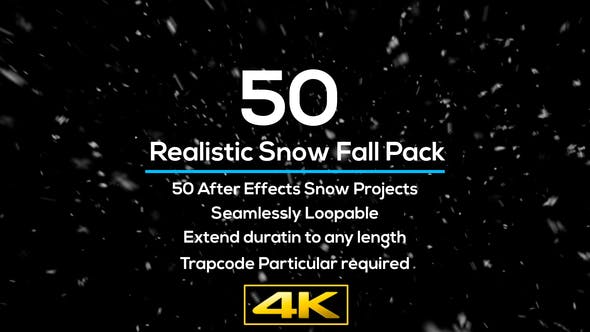 AE模板-50种下雪天气真实雪花飞舞场景合成特效 Realistic Snow Falls Project Pack