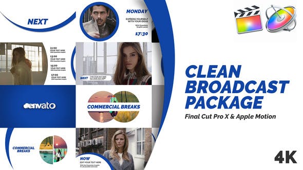 FCPX插件-48种时尚圆形风格图形设计电视广播频道栏目包装动画 Clean Broadcast Pack