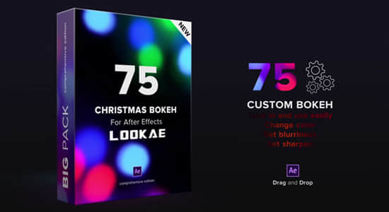 AE模板-75个彩色虚化光斑特效动画 Christmas Custom Bokeh