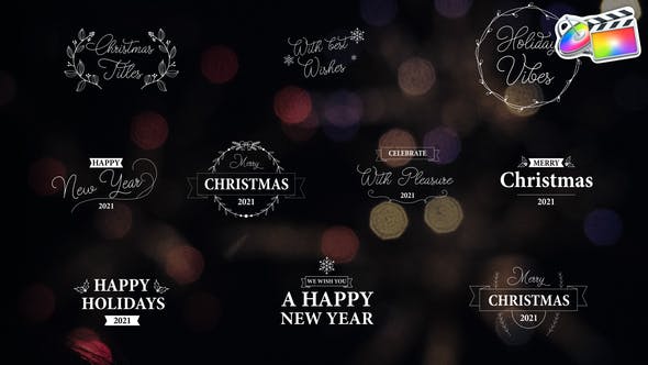 FCPX插件-10组漂亮花纹圣诞节日文字标题动画 Christmas Titles