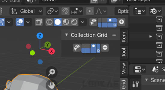 Blender插件-三维模型隐藏显示插件 Collection Grid v0.92