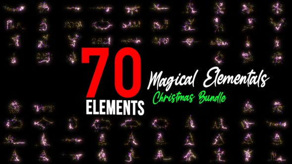 4K视频素材-70个圣诞节日魔法粒子图形动画 Magical Elementals