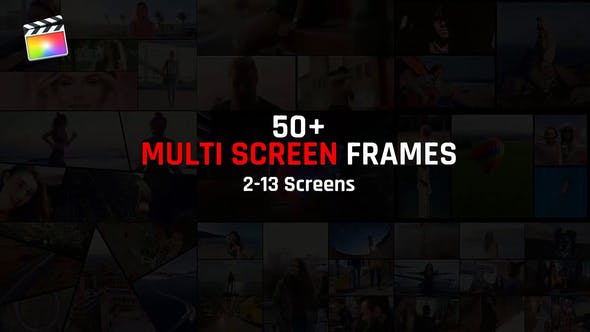 FCPX插件-59个多画面组合动态分屏预设动画 Multi Screen Frames Pack