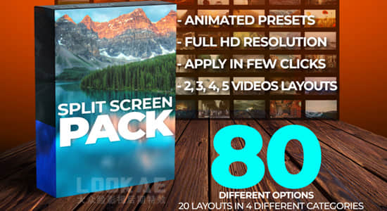 PR预设-80个动态画面多画面分屏布局效果 Split Screen Pack for Premiere Pro