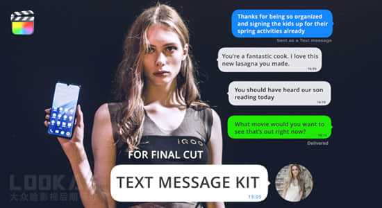 FCPX插件-8种手机短信对话聊天弹窗动画 Text Message Kit