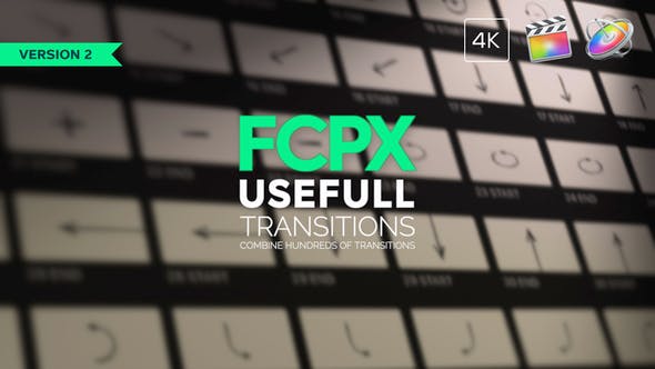 FCPX插件-100个摄像机运动弹跳旋转推拉变焦缩放调节层方式转场预设 Usefull Transitions
