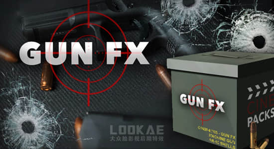4K视频素材-32个3D枪模型枪口射击火花闪光特效 Gun FX