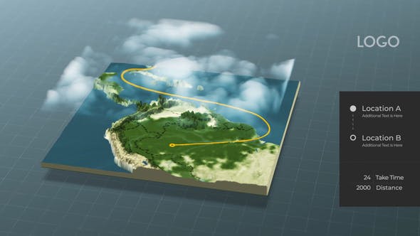 AE模板-三维世界地图标记定点连线动画生成器
