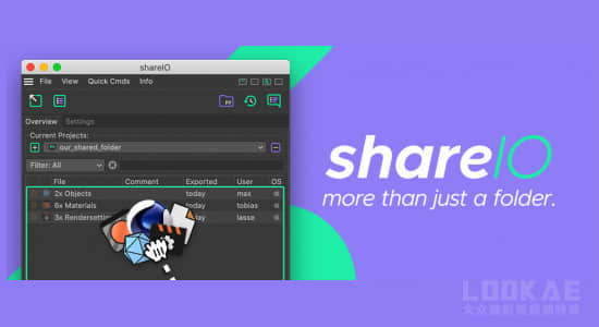 C4D插件-即时共享材质对象渲染设置文档项目工具 shareIO v1.10 Win