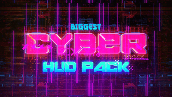 AE模板-235个未来科幻HUD赛博朋克文字标题元素背景发光闪烁动画 Biggest CYBER HUD Pack
