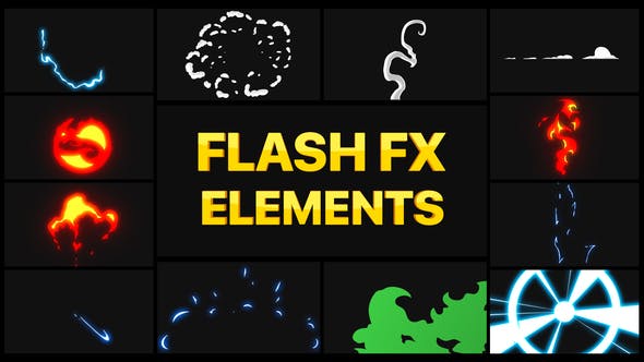 达芬奇模板-10组二维动漫卡通手绘元素动画 Flash FX Elements Pack 02