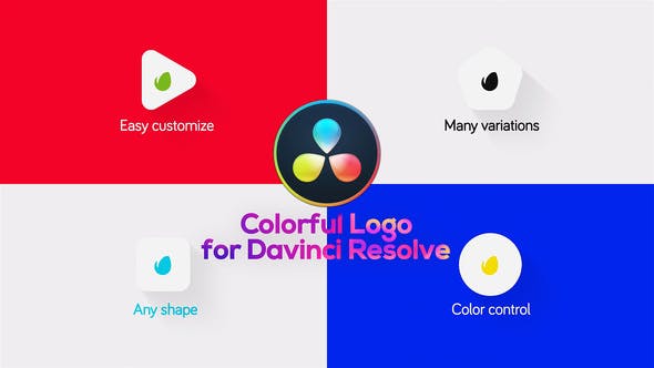 达芬奇模板-简洁明亮迷你LOGO标志图形片头 Minimal Colorful Logo for DaVinci Resolve