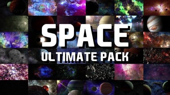 视频素材-36个浩瀚星云宇宙太空三维行星陨石银河星球动画 Space Ultimate Pack