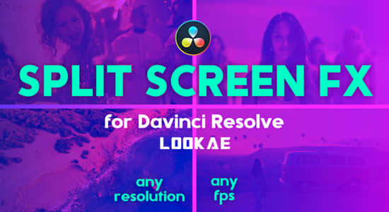 达芬奇模板-13种动态分屏多画面网格组合布局预设 Split Screen FX - Grid Layouts
