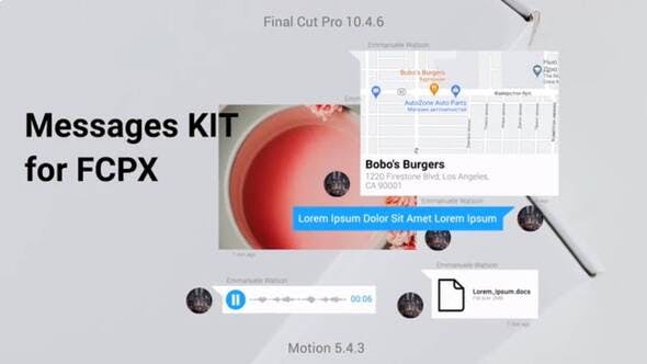FCPX插件-60个手机短信社交聊天弹窗对话气泡动画 Text Messages KIT