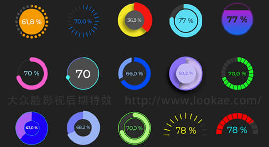 FCPX插件-15个圆形数据百分比图形动画 Circle Chart Graphics