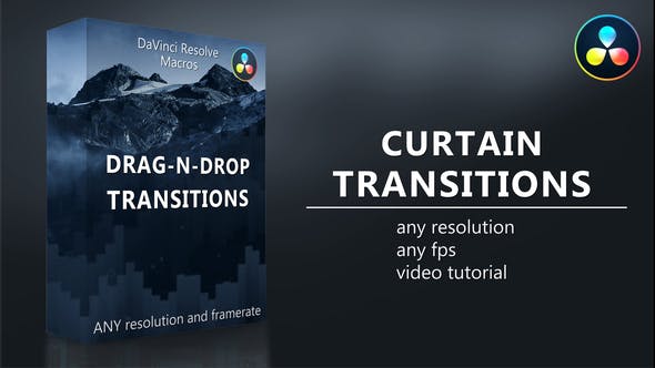 达芬奇模板-20个简单图形窗帘式拉开过渡转场预设 Curtain Transitions