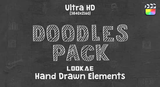 FCPX插件-200个可爱卡通手绘线条涂鸦图形动画 Doodles Pack
