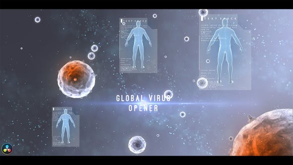 达芬奇模板-生物科技人体病毒文字标题动画 Global Virus Opener