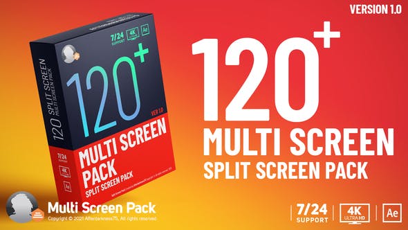 AE模板-120组多画面视频分屏网格组合动画预设 Multi Screen Pack