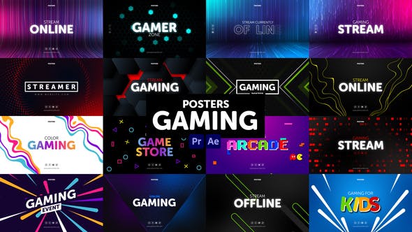 AE/PR模板-游戏宣传介绍图文排版海报动画 Posters Gaming