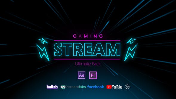 AE/PR模板-网游3A大作游戏社交文字标题包装动画 Stream Gaming Pack