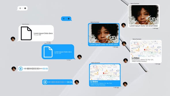 达芬奇模板-手机短信社交聊天弹窗对话气泡动画 Text Messages KIT