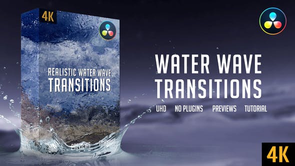 达芬奇模板-10组水流浪花视频过渡转场动画 Water Wave Transitions