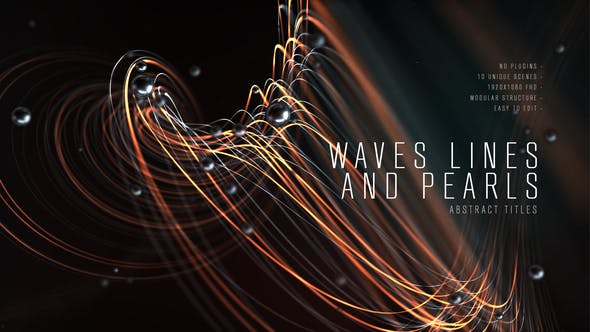 AE模板-大气三维粒子线条文字标题宣传开场片头 Abstract Titles Wave Lines and Pearls