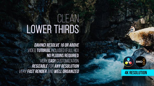 达芬奇模板-12个现代简洁标题字幕条动画 Clean Lower Thirds for DaVinci Resolve