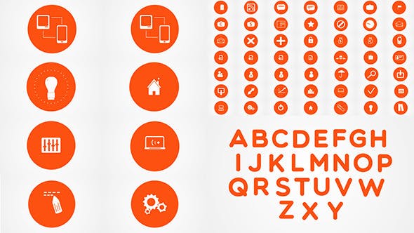 AE模板-70个网络媒体业务图标动画 Animated IT and Web Icons