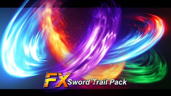 4K视频素材-8组二维卡通能量冲击波剑气动画 Fx Sword Trail Pack