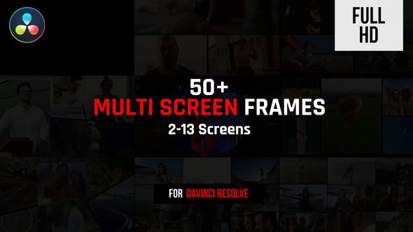 达芬奇模板-50种多画面动态组合视频分屏预设 Multi Screen Frames Pack