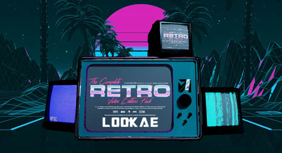 4K视频素材-150组复古故障失真闪烁视觉干扰VHS特效动画 The Complete Retro Video Editors Pack